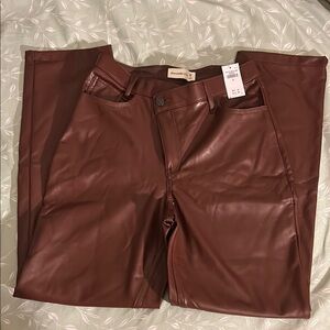 A&F Wine/Burgundy Faux Leather Pants